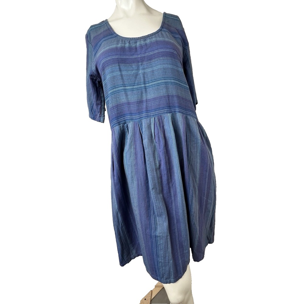 ACE & JIG Ace & Jig Lightweight Blue Stripe Cotton Dress size S/P Short Pockets